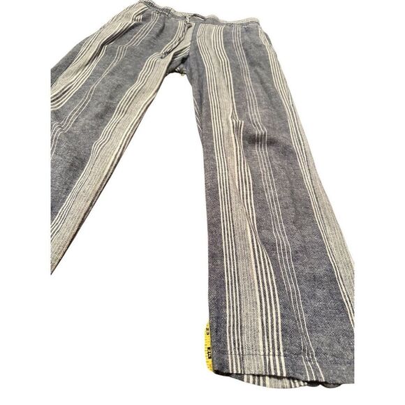Old navy striped linen wide leg pants sz Small blue/cream drawstring pull on wom - Picture 4 of 7